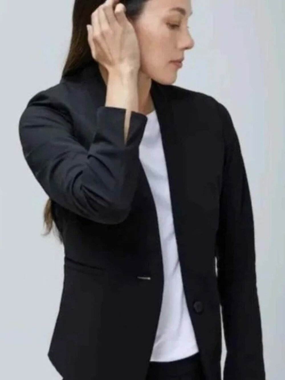 Ministry‎ of Supply Womens Kinetic Blazer Collarless Black One Button Size 8